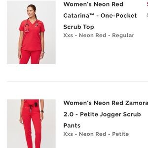 Figs Neon Red Catarina Scrub top and jogger SET!